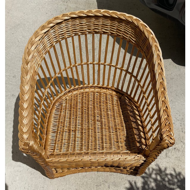 McGuire Vintage Wicker Barrel Back Armchairs, a Set of 4 For Sale - Image 11 of 16
