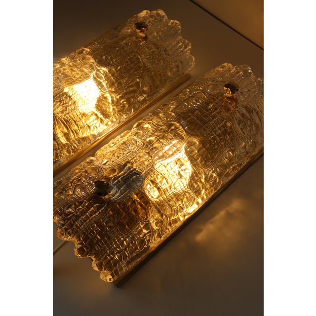 Glass and Brass Wall Lights by Carl Fagerlund for Orrefors, 1960, Set of 2 For Sale - Image 12 of 15