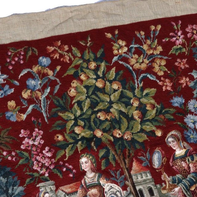 Antique Louis XIII Scenic Pictorial Needlepoint Tapestry C1930 For Sale - Image 6 of 12