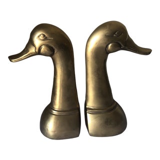 Vintage Decorative Crafts Duck Bookends - a Pair For Sale