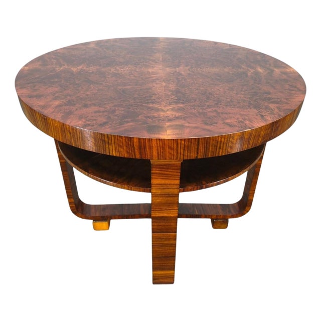 Art Deco Walnut Veneer Coffee Table, Czechoslovakia, 1930s For Sale