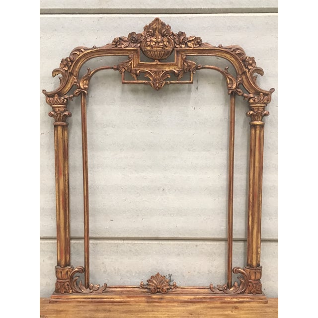 Bronze Renaissance Style Carved and Gilded Walnut Pier Mirror and Console Table For Sale - Image 8 of 13