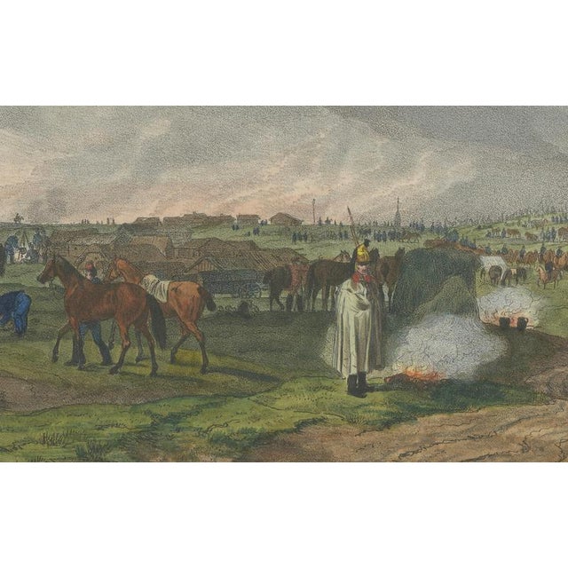 Napoleonic Military Encampment, 1810, Hand-Coloured Panoramic Aquatint, Framed For Sale - Image 6 of 12