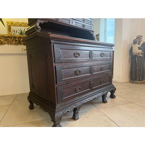 Baroque Oak Secretaire with Top Cabinet For Sale - Image 16 of 18