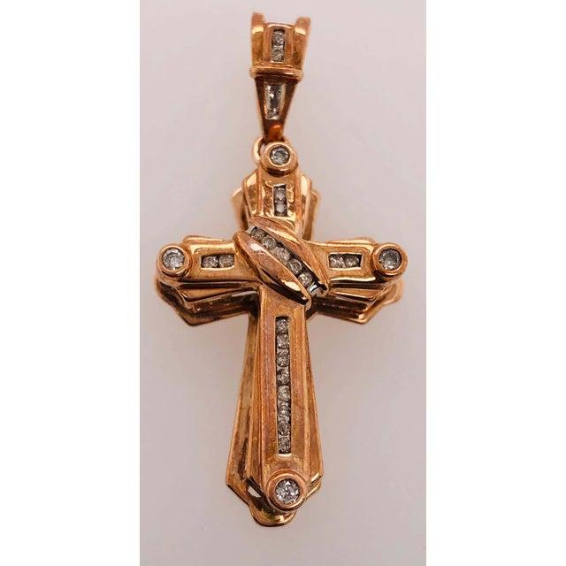 Yellow 14 Karat Yellow Gold Crucifix Cross Pendant With .50 Total Diamond Weight For Sale - Image 8 of 10