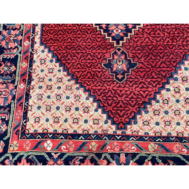 Textile Rust Persian Senneh Herati Medallion Hand-Knotted Wool Rug - 4'2" X 6'7" For Sale - Image 7 of 14