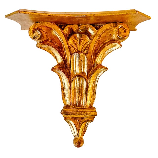 Wood Mid-Century Italian Hollywood Regency Giltwood Wall Bracket For Sale - Image 7 of 7