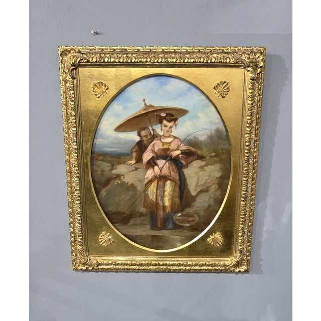 Chinese Lady Fishing, Pastel on Canvas, 1850, Framed For Sale - Image 9 of 12