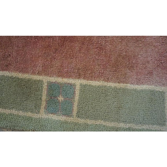 1930s Pink-Rose Open Field Antique Austrian Art Nouveau Vienna Werkstatte Rug 9'4" X 13'6" Knotted Wool Carpet For Sale - Image 9 of 11