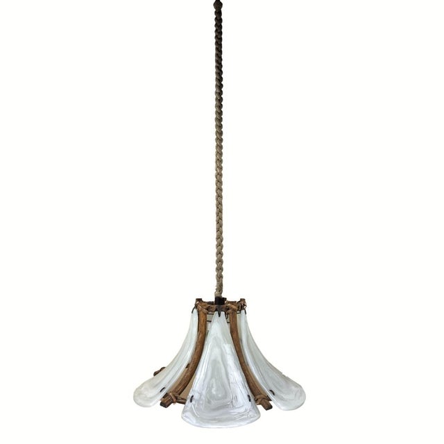 Large Acrylic and Opaline Hanging Pendant with Bamboo, 1970s For Sale - Image 12 of 18