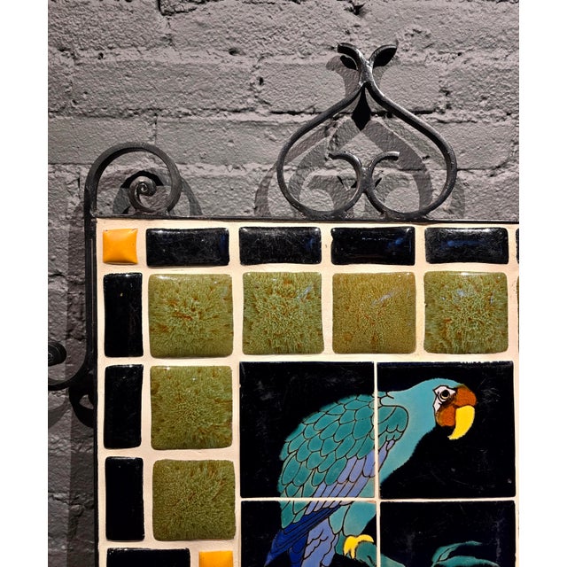 Catalina & Malibu Tile Mosaic W/ Parrot Bird Motif -Framed in Wrought Iron For Sale - Image 12 of 15