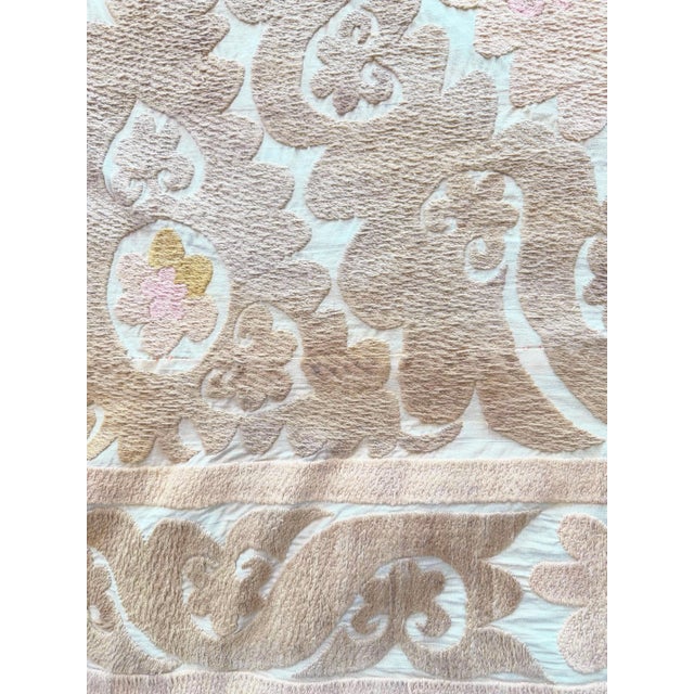 Textile Vintage Suzani Tablecloth From Bukhara, 4'4'' X 5' For Sale - Image 7 of 9