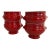 Vintage Emile Henry Traditional Lion Head Deep Red Soup Cauldrons Bowls Pottery - Set of Four For Sale