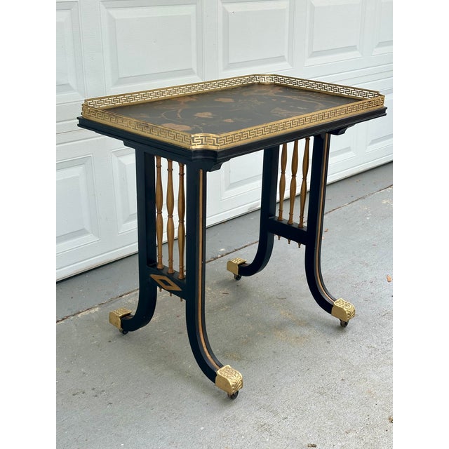 Regency Style Black Gold Japonisme Lacquer Center Table After Gillows Lancaster. For Sale - Image 13 of 16