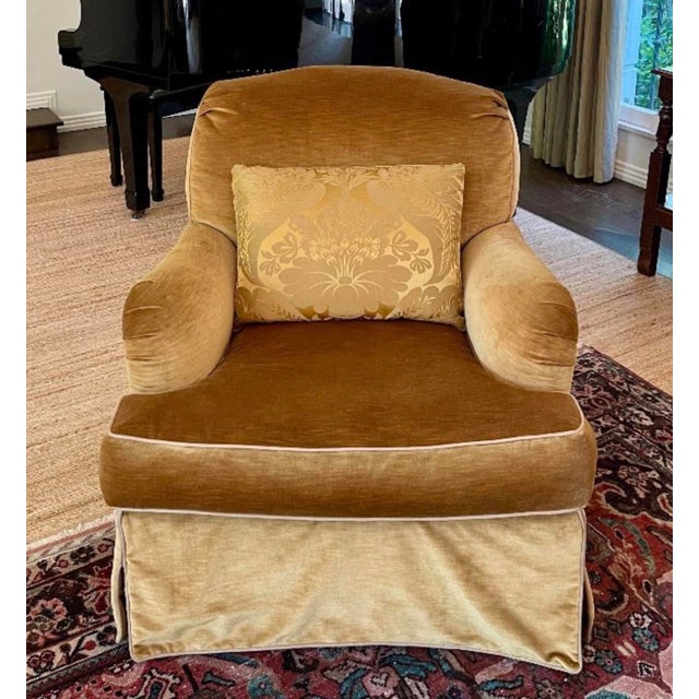English Rose Tarlow Melrose House Roll Arm Silk Velvet Club Chair For Sale - Image 3 of 3