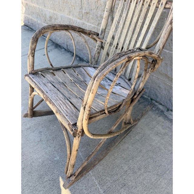 Handmade Vintage Folk Art Weathered Twig Rocking Chair For Sale - Image 12 of 12