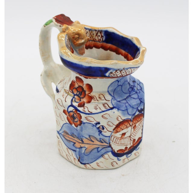 English Mid-19th Century English Small Ironstone Octagonal Jug With Dragon Handle For Sale - Image 3 of 10