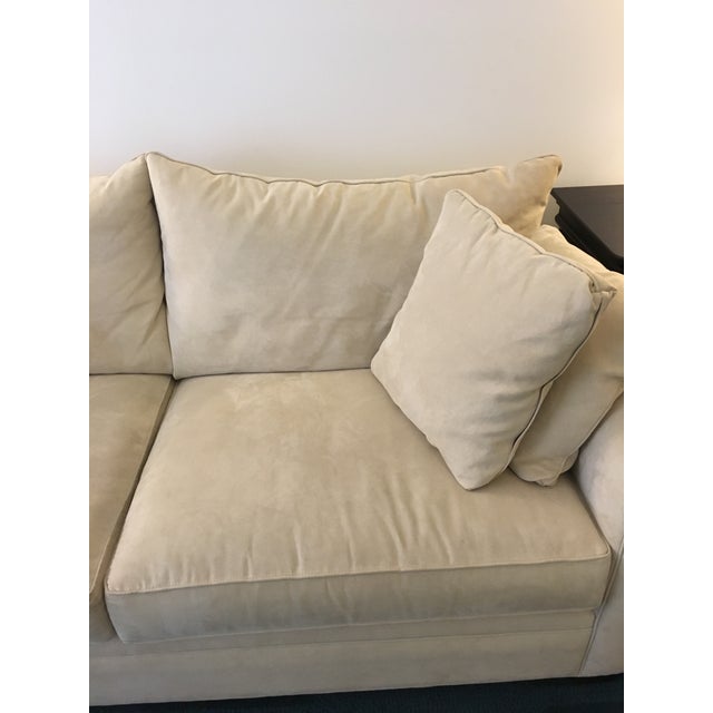 Beige Suede 2Seater Sofa With Throw Pillows Chairish