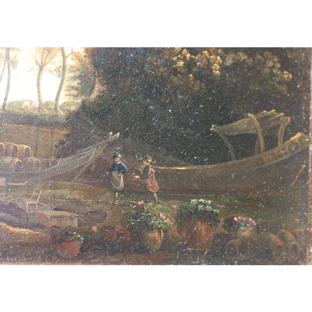 Follower of Claude Lorrain, Merchants on the River Po, 1800s, Oil Painting on Canvas, Framed For Sale - Image 6 of 11