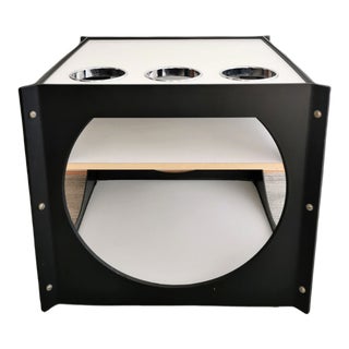 1970s Original Space Age Bar Cart on Castors, German in Black and White, Mobile Panton Era For Sale