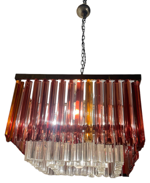 Murano Glass Prism Triedri Chandelier, 1970s