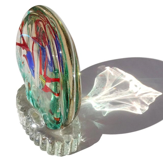 Mid 20th Century Murano Venetian Double Fish Vintage Italian Art Glass Mid-Century Aquarium Sculpture on Base For Sale - Image 5 of 7