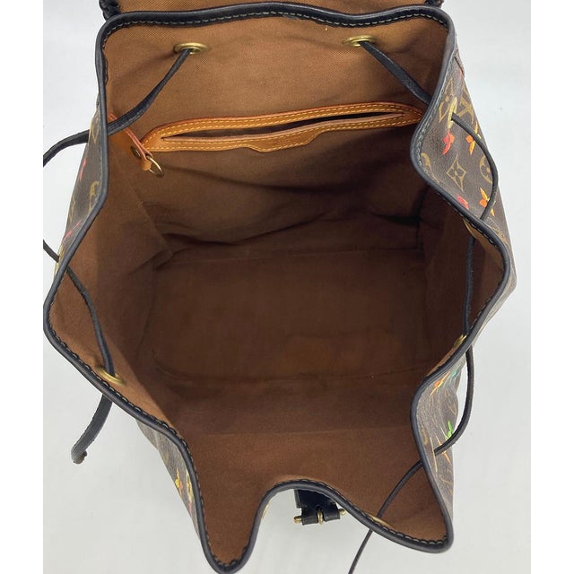 2010s OOAK Louis Vuitton Hand Painted Leather Wrapped Montsouris GM Backpack For Sale - Image 5 of 12