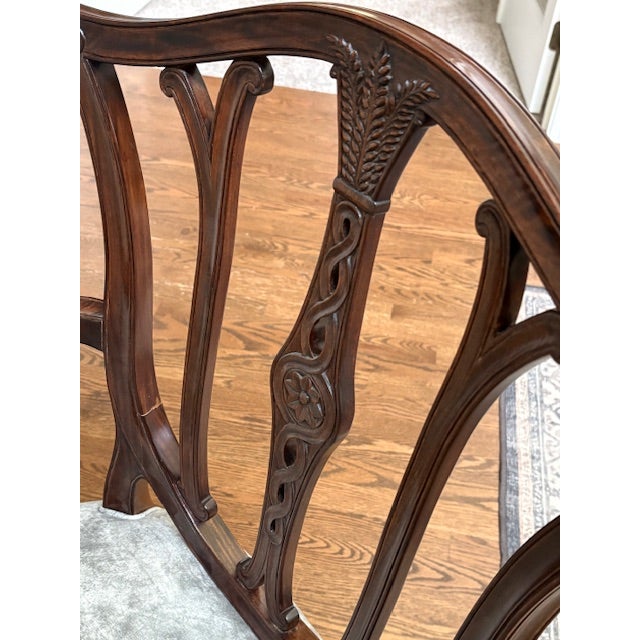 1980s George Hepplewhite Inspired Dining Room Arm Chairs For Sale - Image 10 of 10