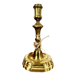 French Baroque Brass Candlestick, 18th Century
