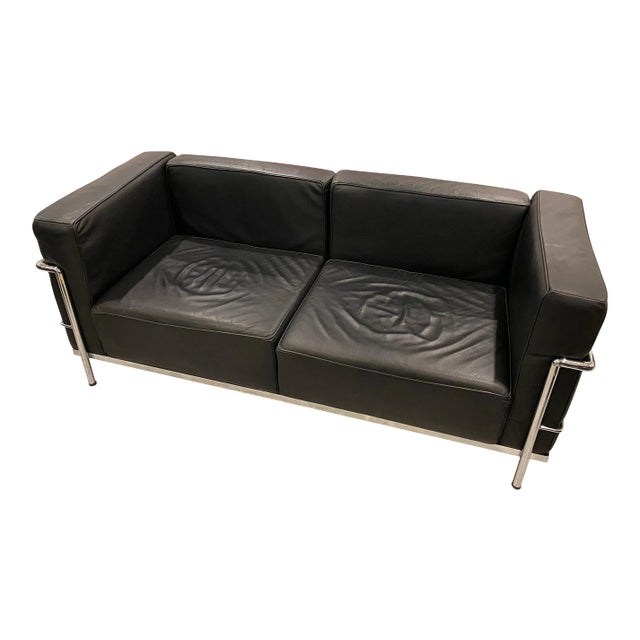 Chrome and Leather Sofa in the Style of Le Corbusier For Sale