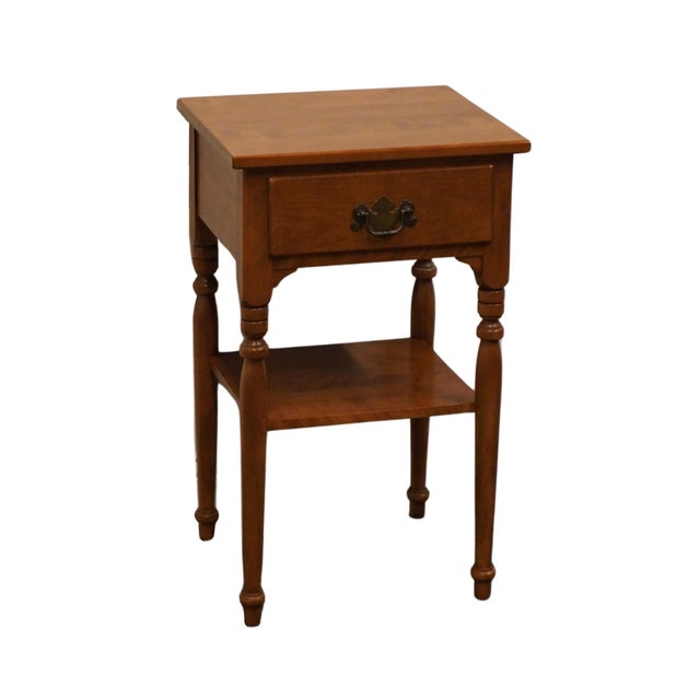 ETHAN ALLEN Heirloom Nutmeg Maple Colonial Early American 16" Tiered Nightstand 674 27" High 16.25" Wide 14.25" Deep We...