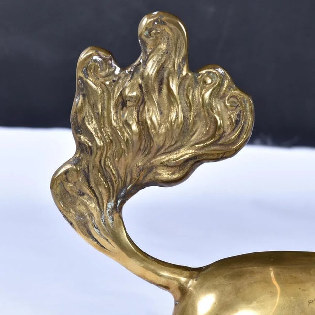 Large Brass Unicorn Sculpture Figurine on Black Wood Base Nearly 22 Inch For Sale - Image 9 of 10