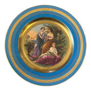 Antique Victorian Royal Vienna Porcelain Gilt Decorated Scenic Plate Bachantes For Sale