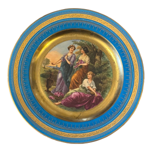 Antique Victorian Royal Vienna Porcelain Gilt Decorated Scenic Plate Bachantes