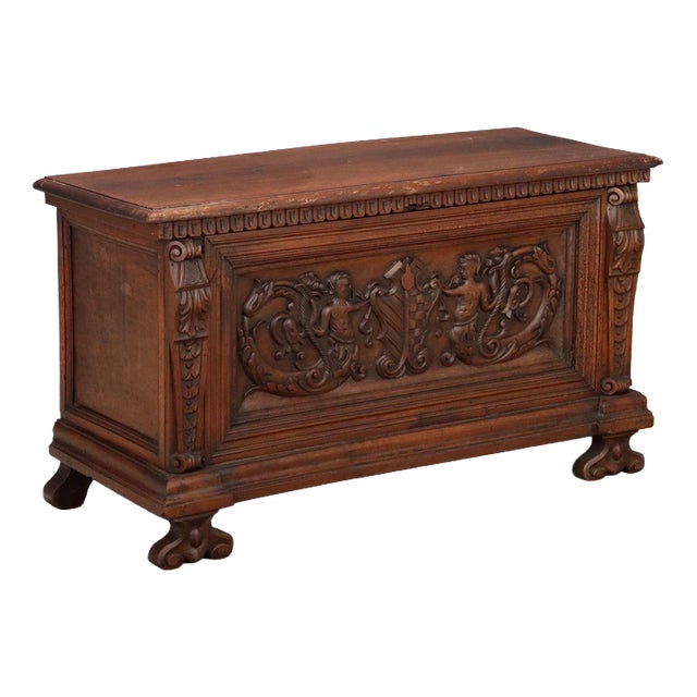 Walnut Chest with Baroque Carvings For Sale