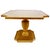 A striking vintage Italian pedestal side table featuring a square top with notched corners, a hand-gilded rope-twist...