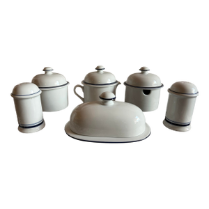 1970s Dansk Bistro Christianshavn White & Blue Hostess Complete Set.