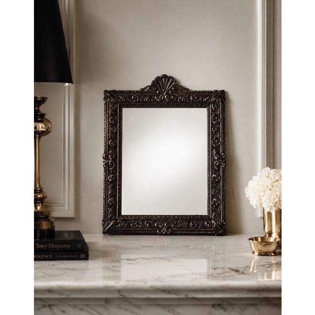 Neo-Baroque French Cast Metal Modèle Déposé Wall Mirror, 1900 For Sale - Image 4 of 11