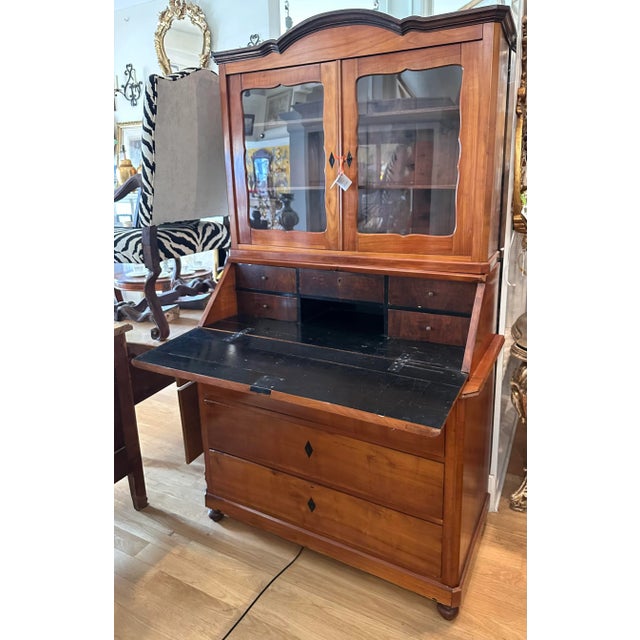 Early 19th Century Antique Early 19c Biedermeier Austrian Country Secretary Bookcase Desk For Sale - Image 5 of 5