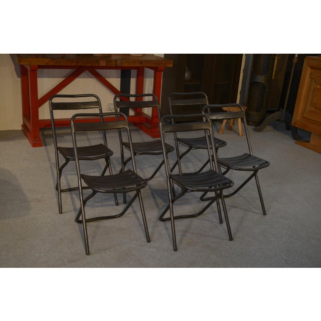 Industrial Folding Chairs, 1950, Set of 6 For Sale - Image 12 of 15