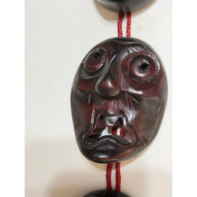Vintage Korean Carved Wood Hahoe Mask Wall Hanging, Set of Five For Sale In Portland, OR - Image 6 of 10