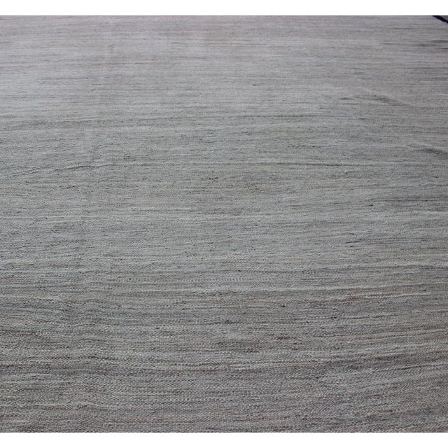 Large Modern Kilim Rug in Light Blue- Gray & Cream With Minimalist Modern Design For Sale - Image 4 of 12
