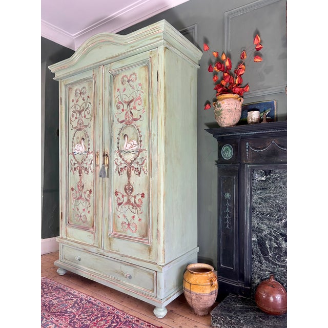 Antique Painted Wardrobe with Versailles Style Panels, 1890s For Sale - Image 5 of 14