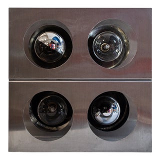 Four-Light Steel Sculptural Light from Roche Bobois, France, 1970s For Sale