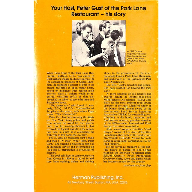 "Your Host, Peter Gust: Of the Park Lane Restaurant - His Story" 1979 Taussig, Ellen For Sale - Image 4 of 12