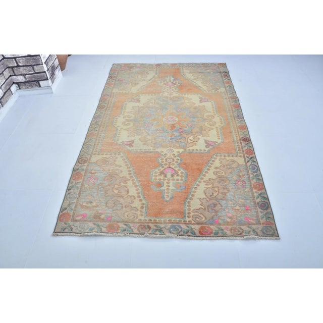 Textile Medallion Design Anatolian Orange & Beişge Area Carpet For Sale - Image 7 of 11