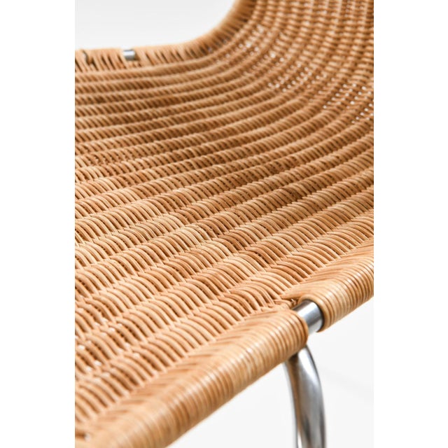 Dining Chairs in Chromed Steel and Woven Cane attributed to Poul Kjærholm, 1950s, Set of 8 For Sale - Image 12 of 13