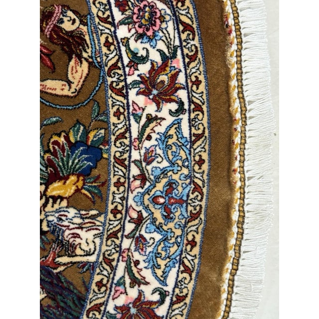 Exquisite Silk Round Rug With Imperial Hunting Scene Carpet For Sale - Image 14 of 18