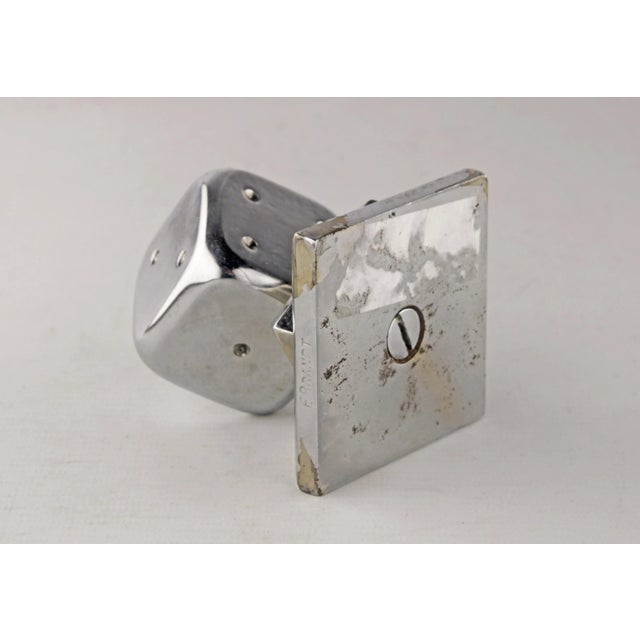Early 20th Century Early 20th Century Art Déco Fench Polished Silvered Bronze Balancing Dice Paperweight by Edgar Brandt For Sale - Image 5 of 7