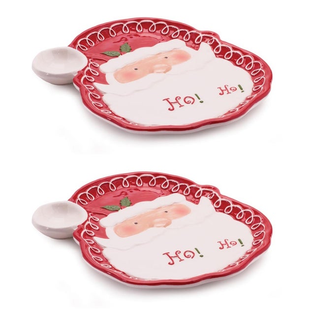 Kenneth Ludwig Chicago Santa Ho Ho Ho Ceramic Plate (Set of 2) For Sale - Image 4 of 4
